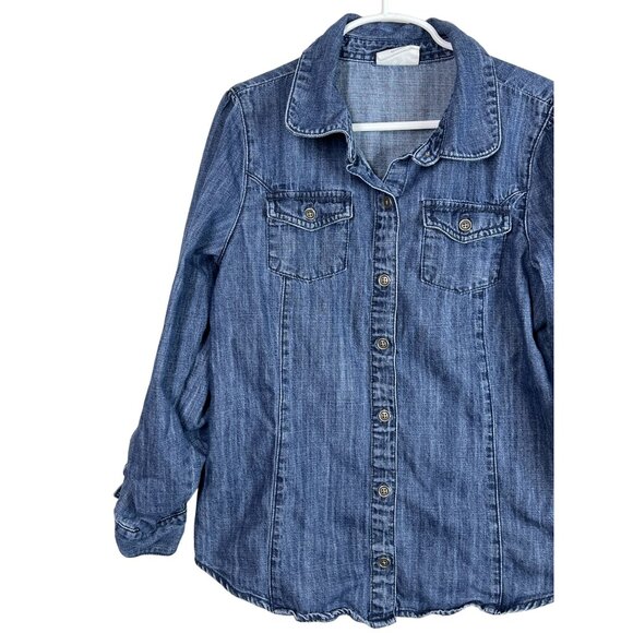 Crazy 8 Girls Blue Denim Shirt Size L 10/12 Button Down Long Sleeve Top - Picture 3 of 11